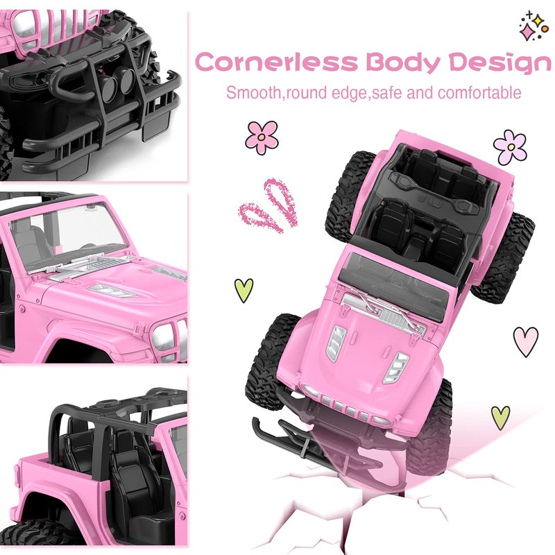 NQD RC Cars with DIY Sticker, Pink Remote Control Car for Girls, 2.4Ghz Jeep RC Trucks, Little Girl Toys Birthday Xmas for 3 Years Old and Up - Image 2
